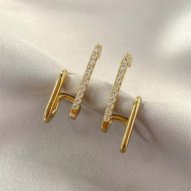 Fashionable American Diamond Gold Plated Imitation Earrings