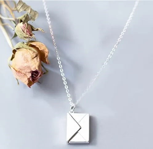 Unique Envelope Locket Letter Pendant Silver Plated Necklace