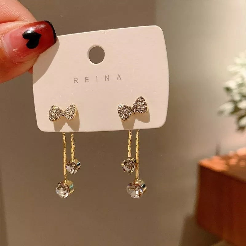 Magnetic Gold Plated Diamond Earrings For Wedding Wear