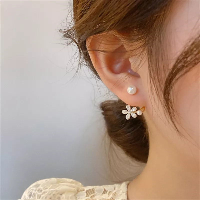 Beautiful Mermaid Pearl Diamond Gold Plated Earrings