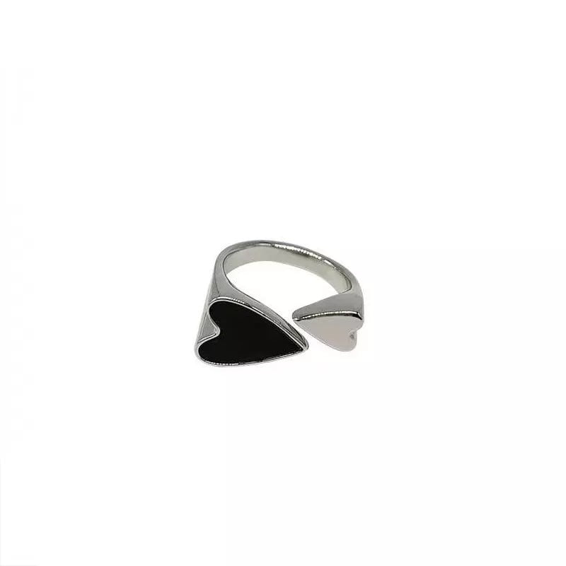 Charming Black Silver Plated Lover Heart Shape Ring For Women