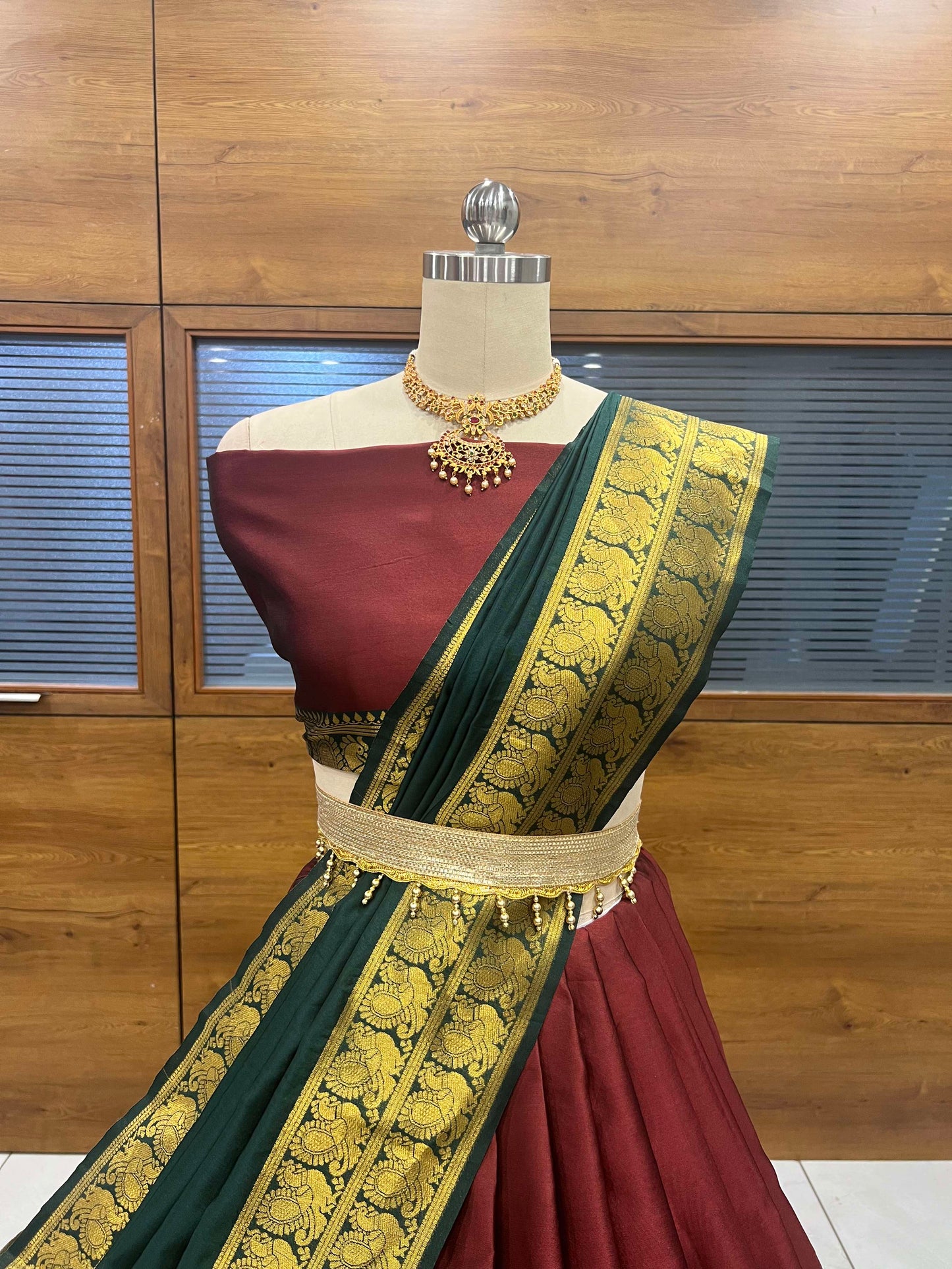 Awesome Designer Zari Silk Half Saree Lehenga South Indian Style With Belt