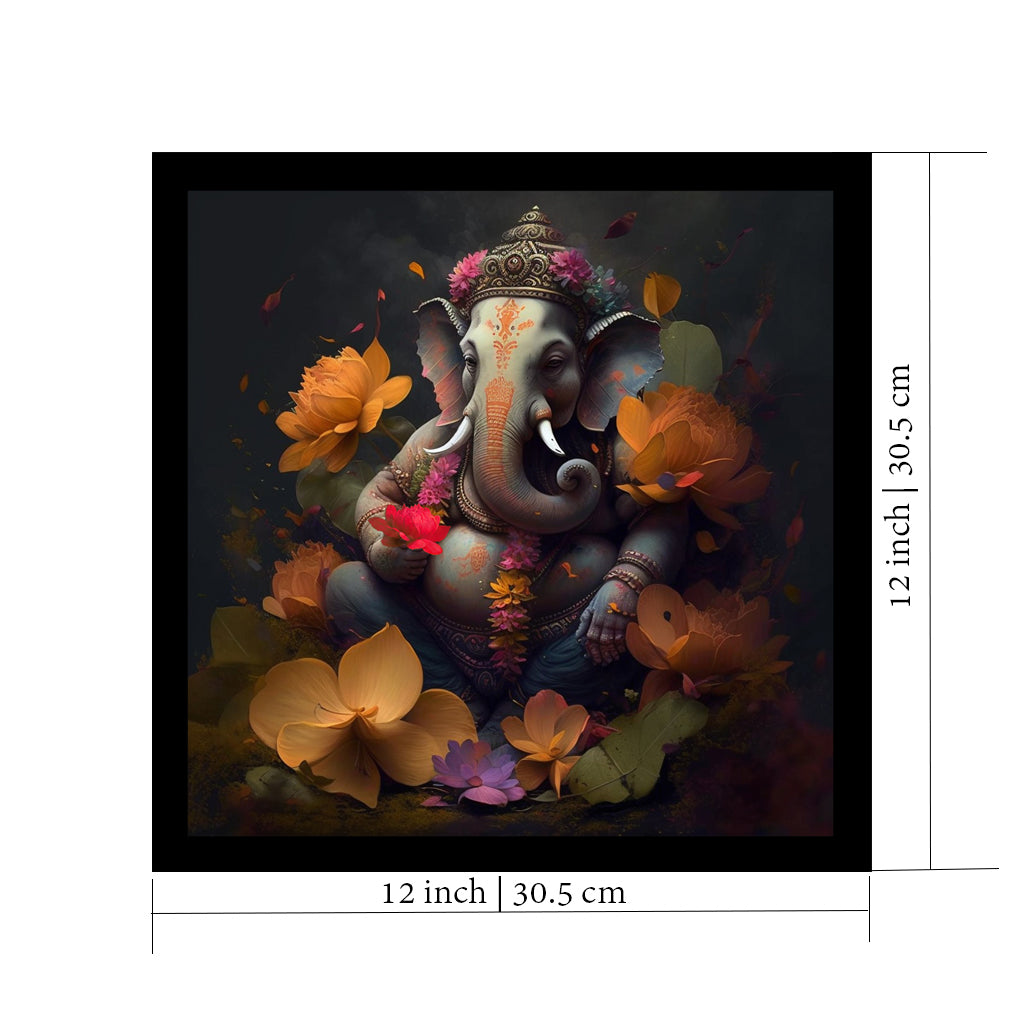 Ganesha Art Framed Painting | Ready to Hang - (Wooden Frame )
