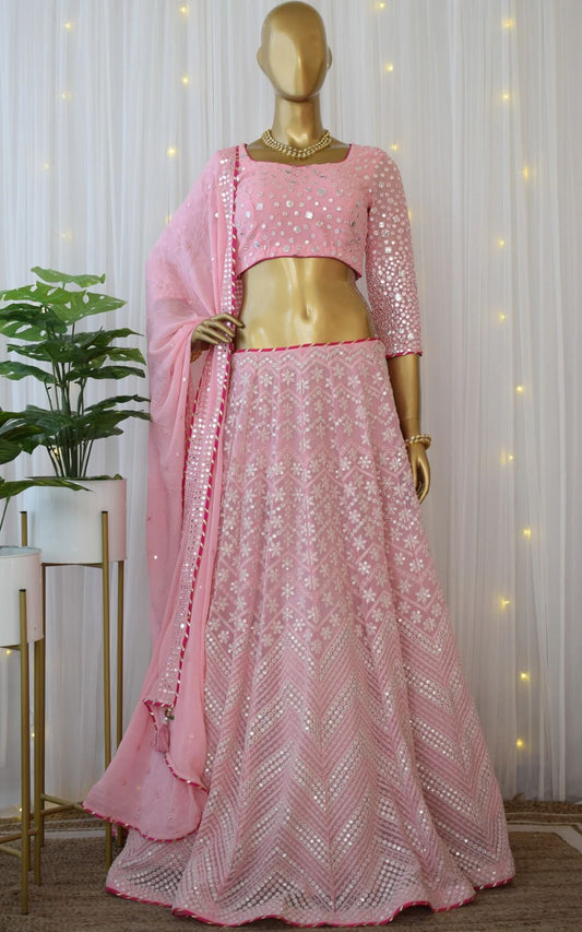 Pink color Embroidered lehenga