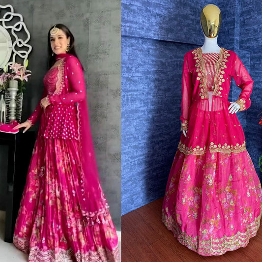 Rani color Designer Lehenga Choli With Srug